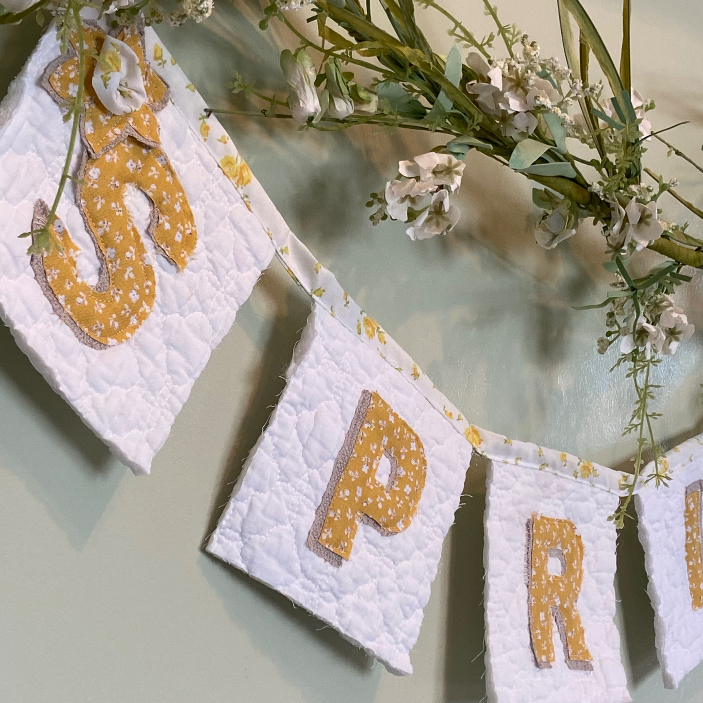 Hello Spring Quilted Floral Banner
