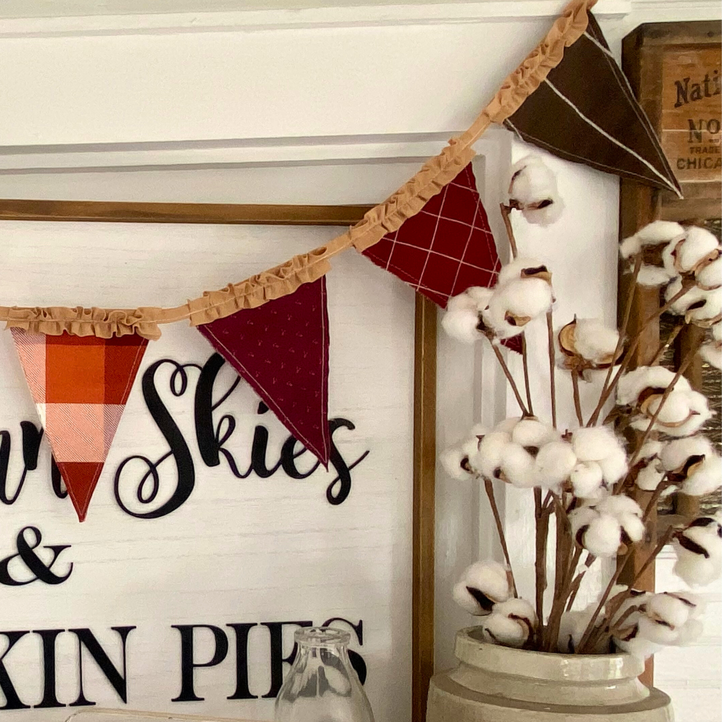 Farmhouse Thanksgiving Decor: Handmade Thanksgiving Rustic Pumpkin Pie Bunting Banner