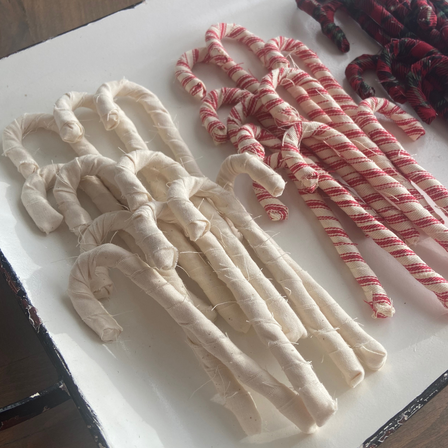 Cream Fabric Wrapped Candy Canes-set of 5
