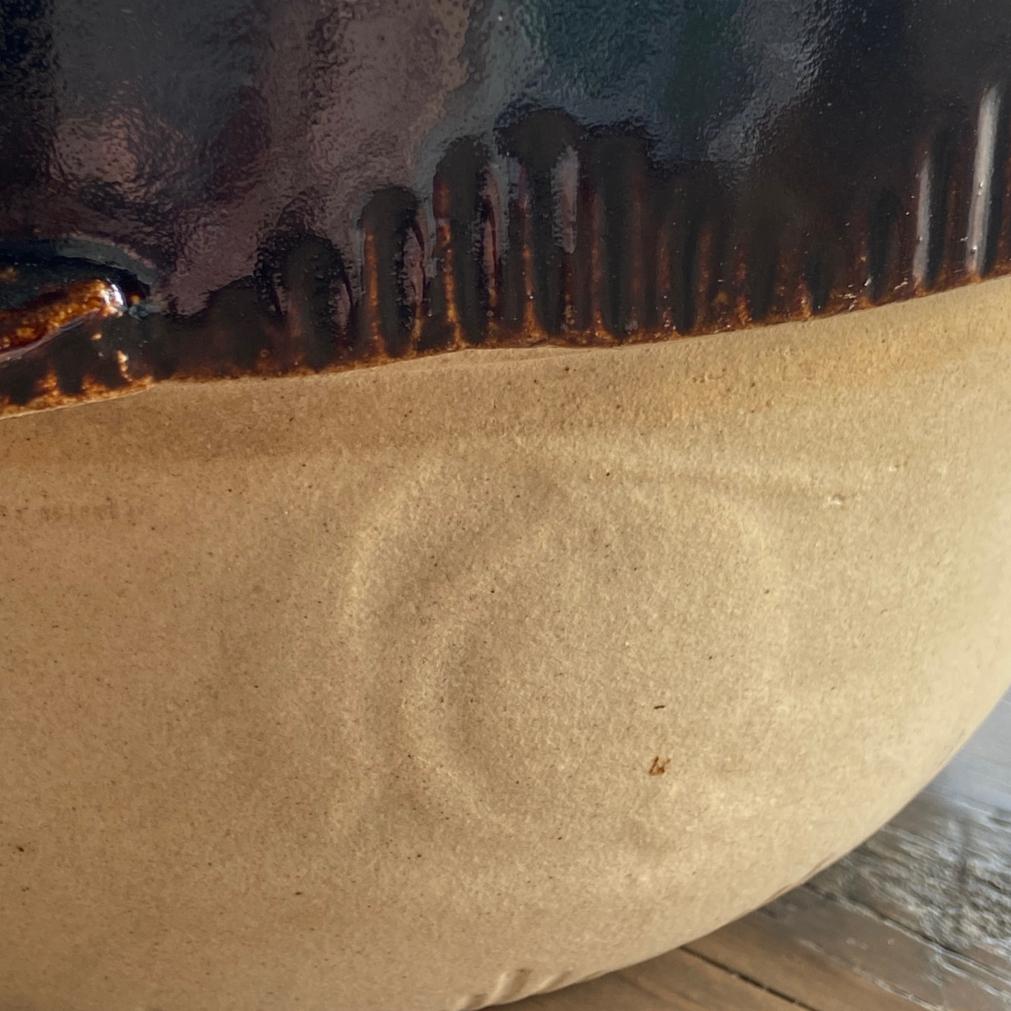 Large Vintage Stoneware Serving Bowl – Brown Glaze – Made in the USA