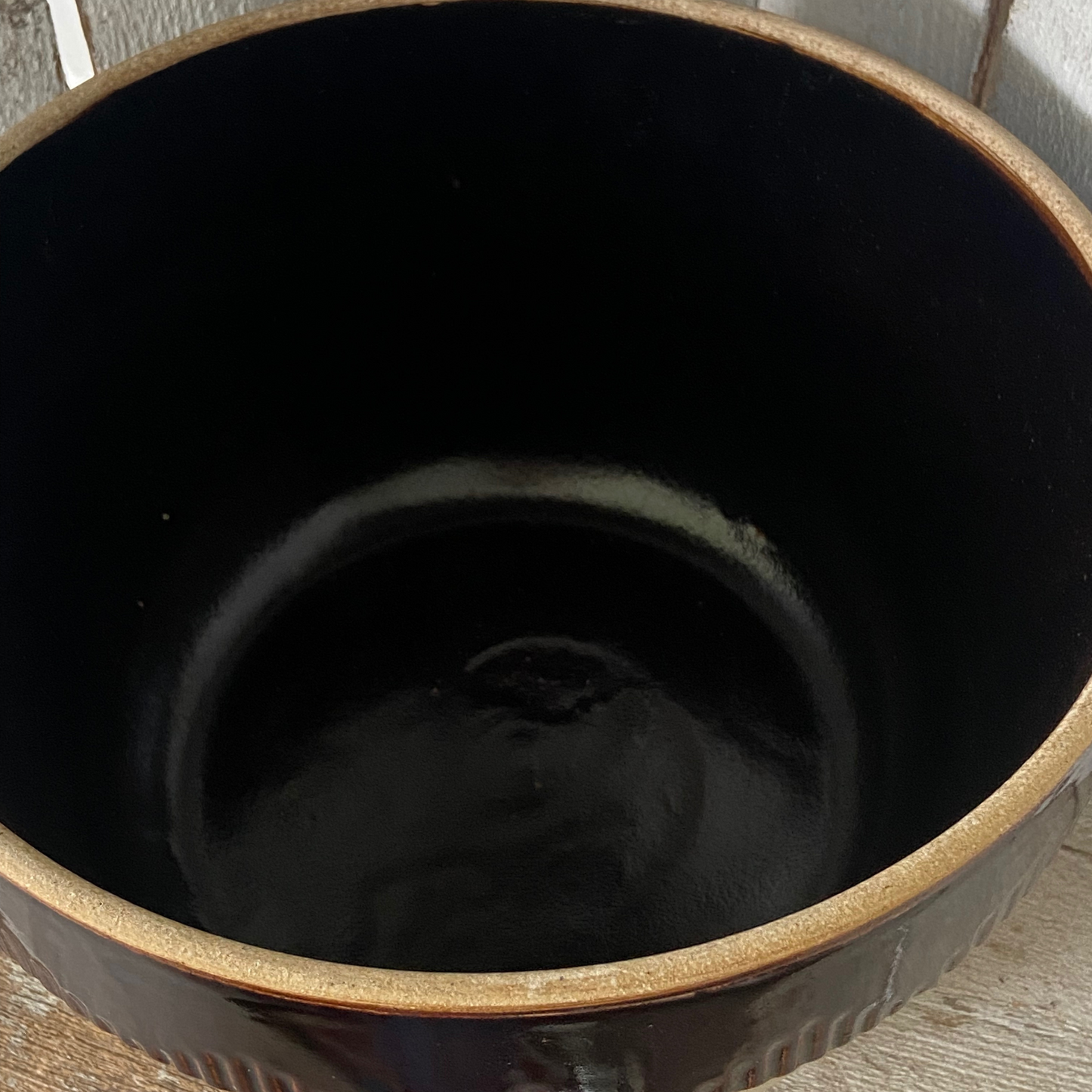 Large Vintage Stoneware Serving Bowl – Brown Glaze – Made in the USA