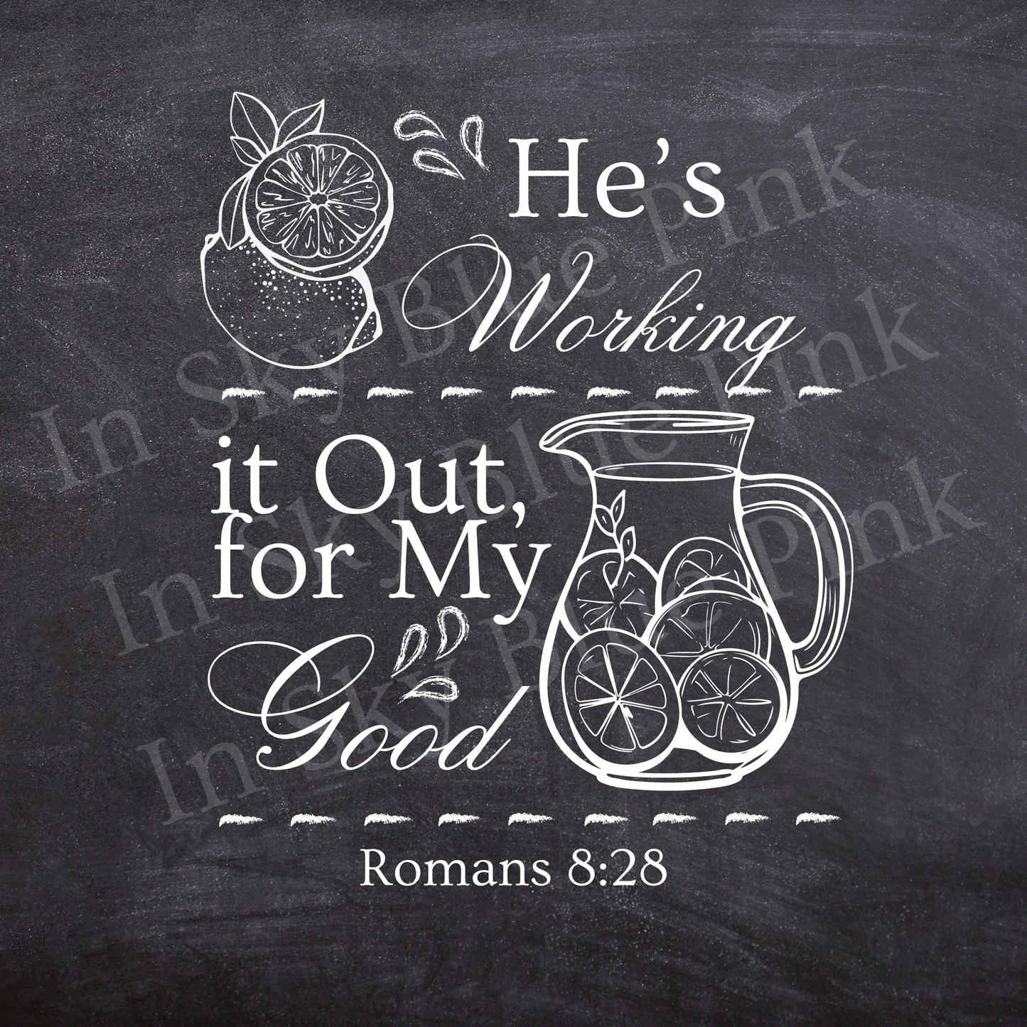 “He’s Working it Out for My Good” Lemon Chalk print in Reclaimed Barn wood Frame 8” x 10”