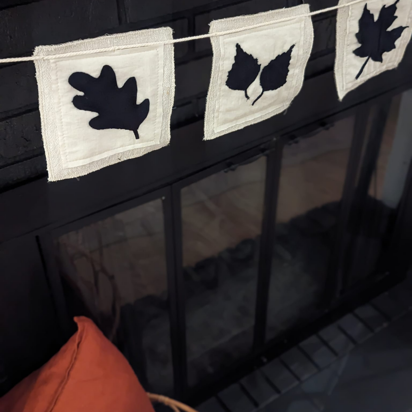Maple, Oak & Birch Leaf OR Pumpkin Silhouette Fabric Fall Banner-4 foot
