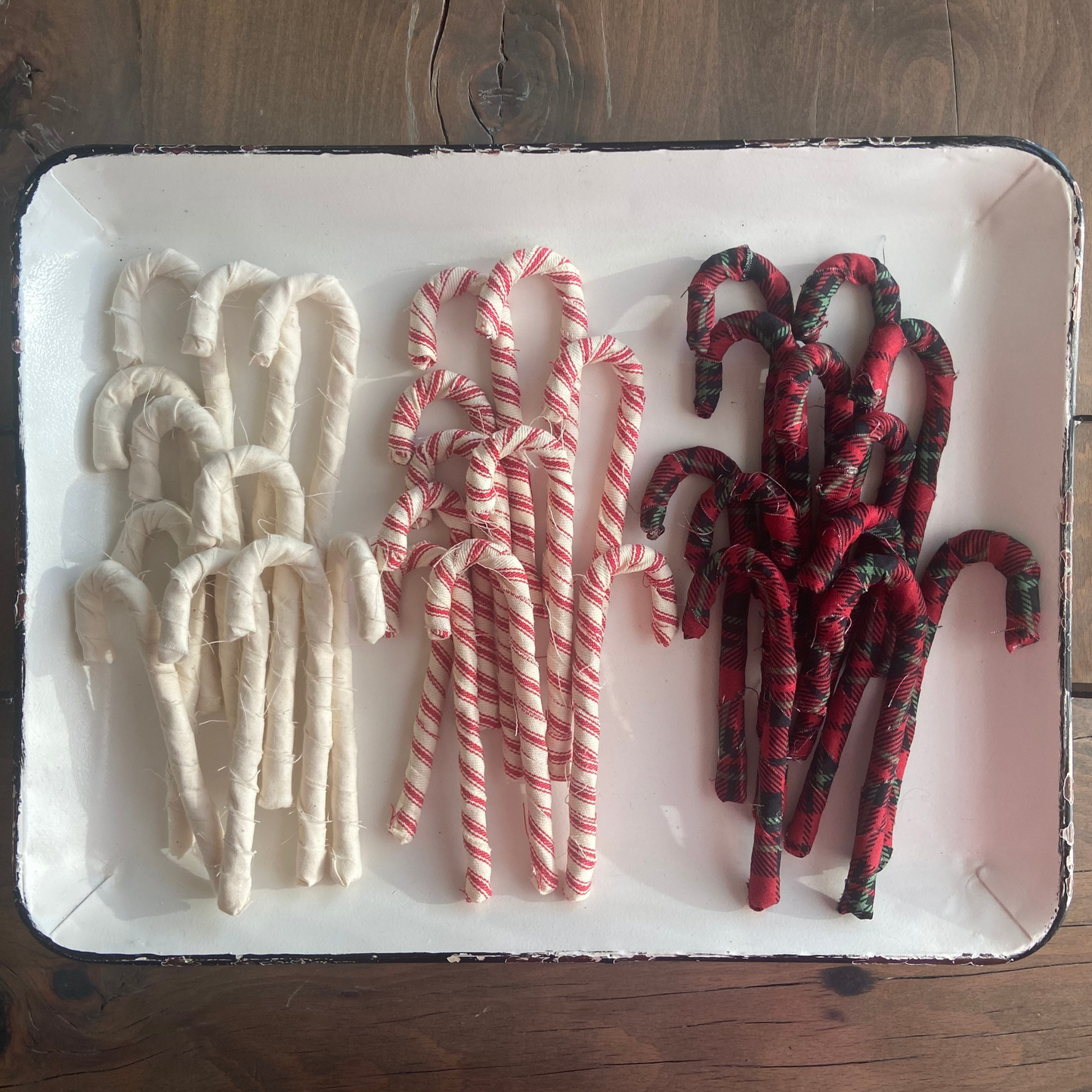 Cream Fabric Wrapped Candy Canes-set of 5