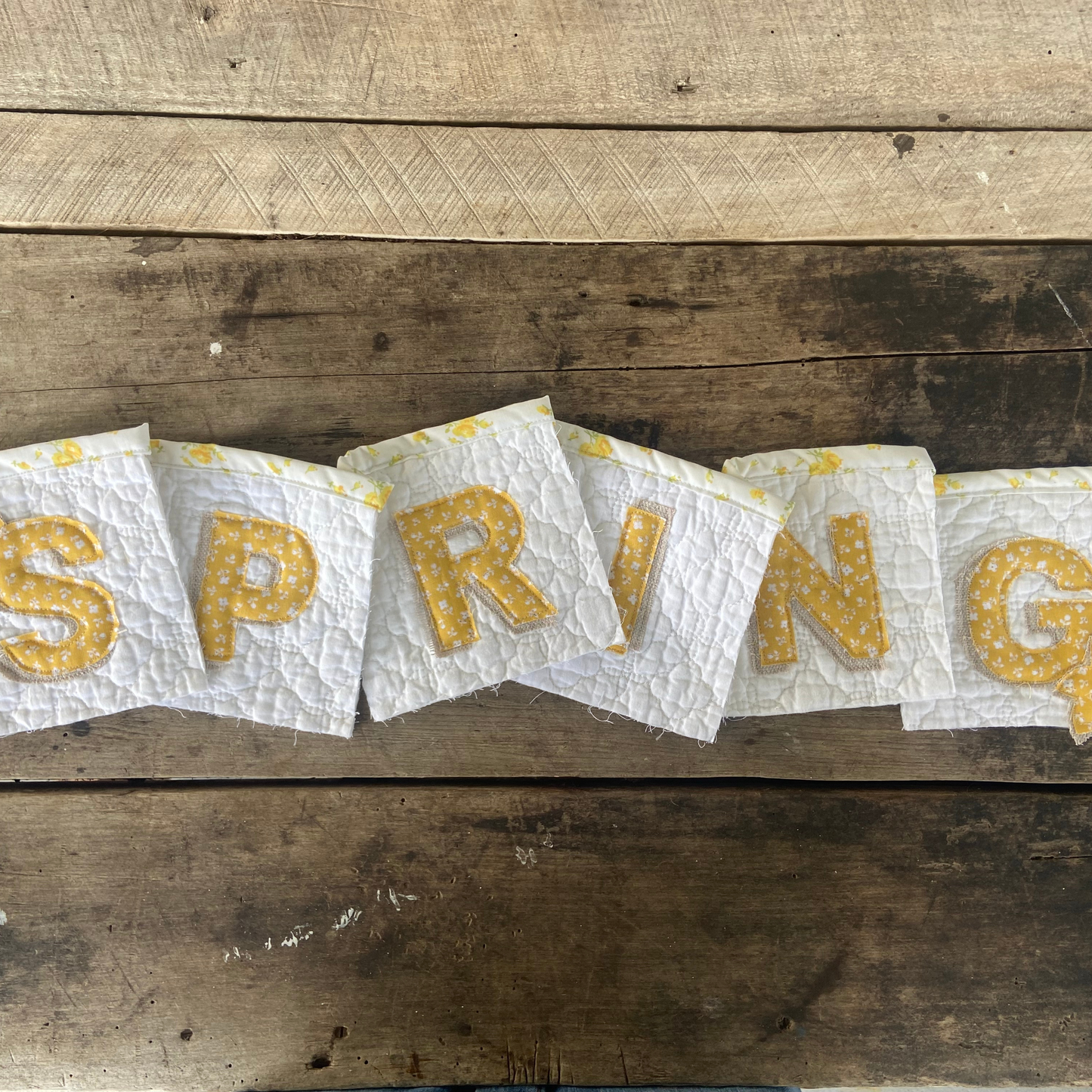 Hello Spring Quilted Floral Banner