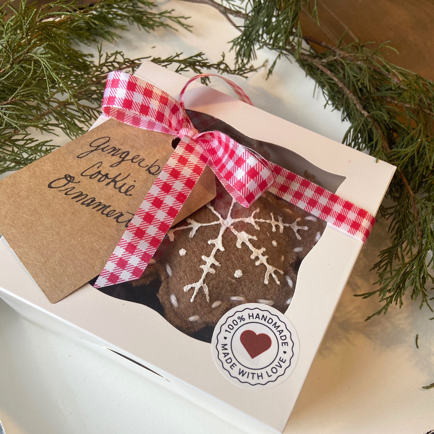 Gingerbread Cookie Ornaments-set of 3 from Repurposed Vintage Wool Blanket