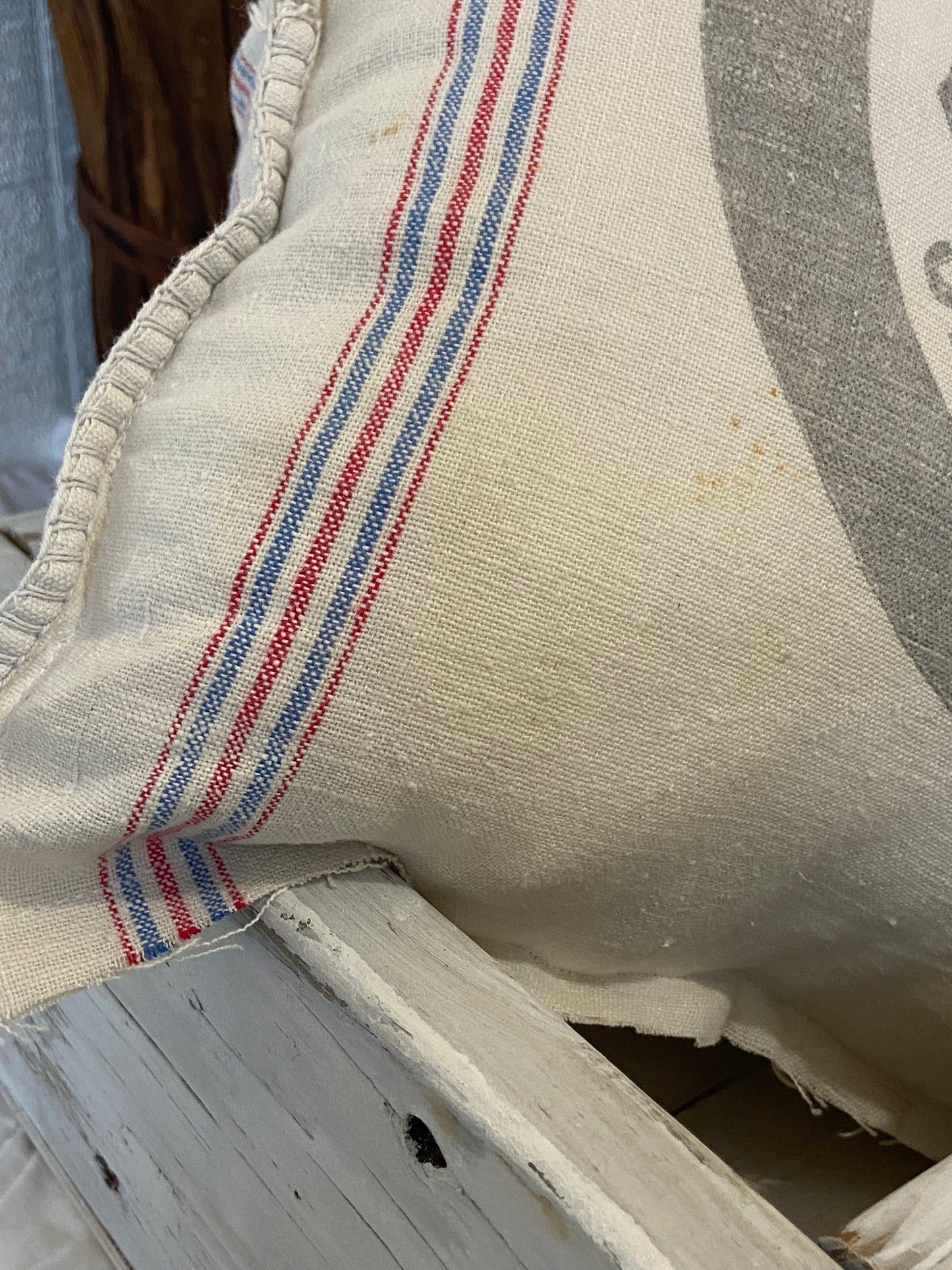 Americana Vintage Feed Sack Patriotic Pillow-Jefferson Salt Co.