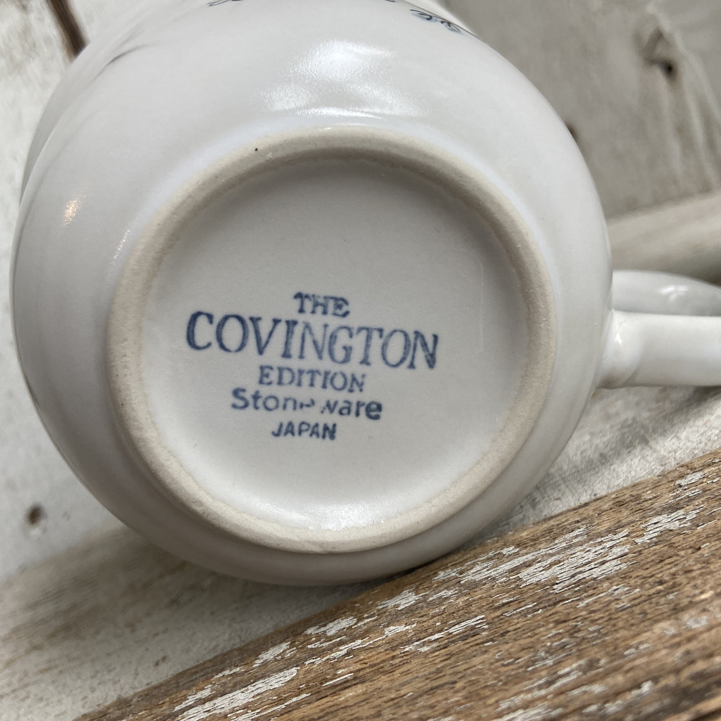 Vintage Covington Blue Floral Stoneware Cups – Set of 2