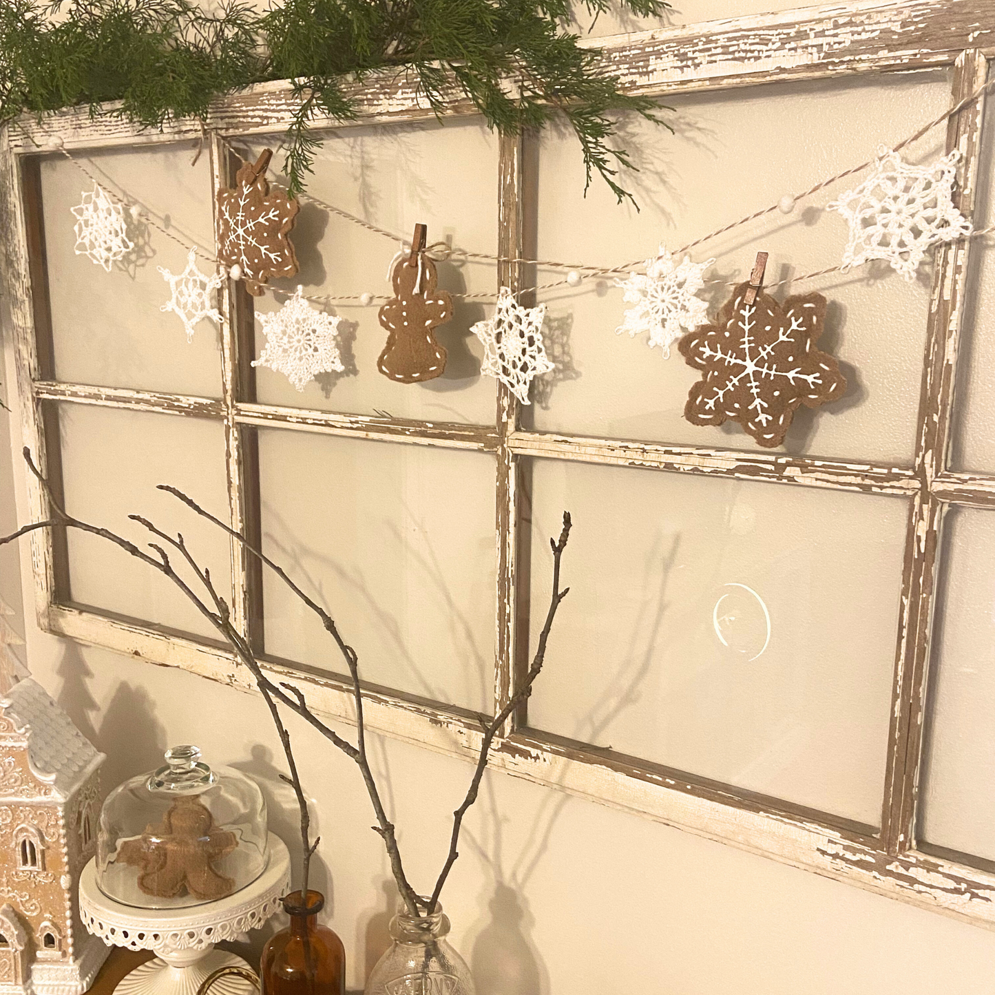Crocheted Snowflake Garland-4ft