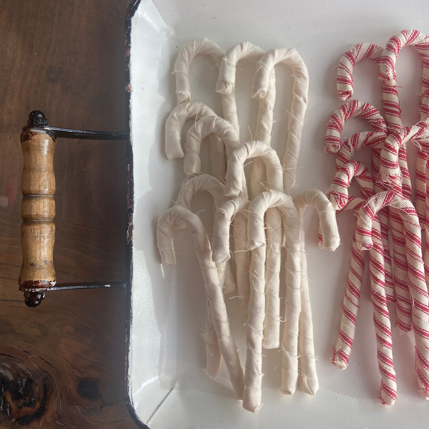 Cream Fabric Wrapped Candy Canes-set of 5