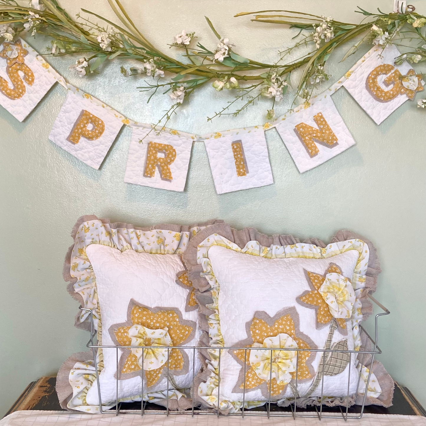 Hello Spring Quilted Floral Banner