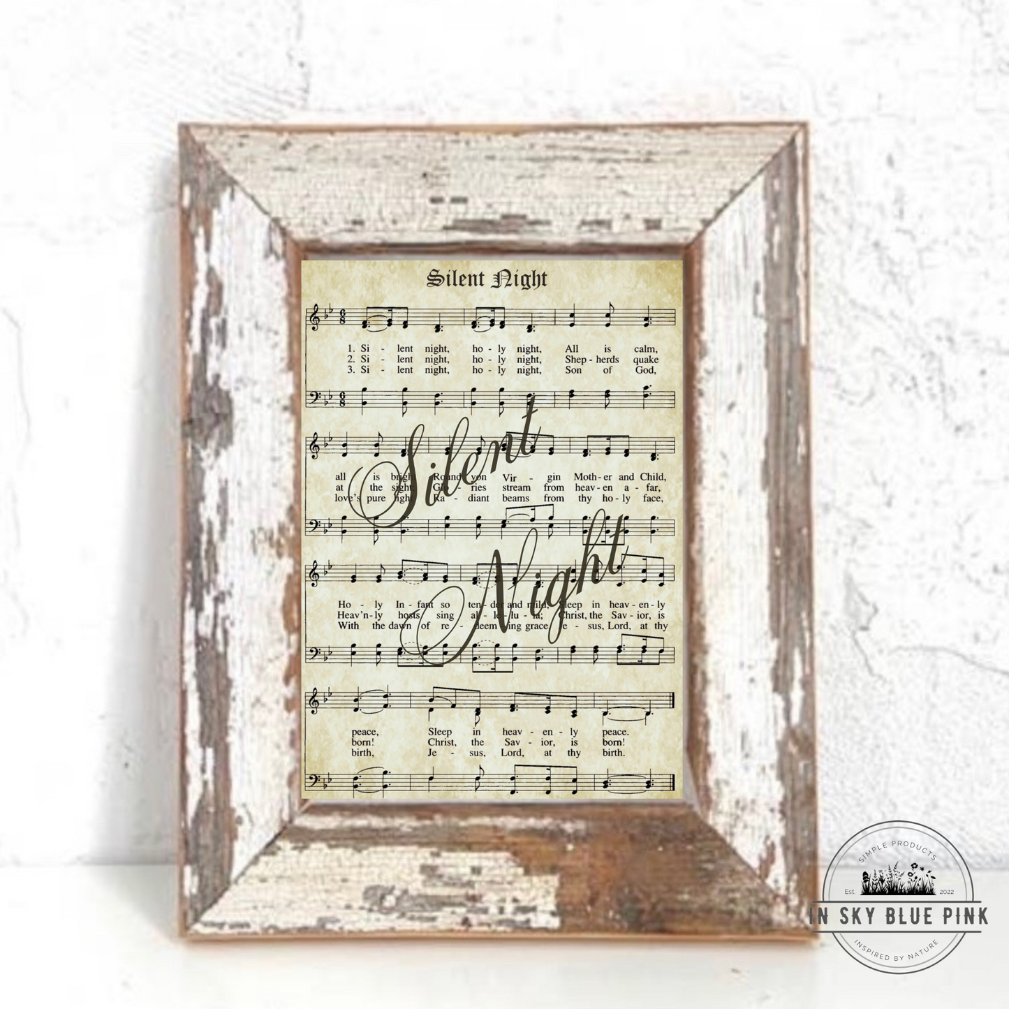 Old Holiday Hymns 8 x 10” Prints & Rustic Reclaimed Barn Wood Frame