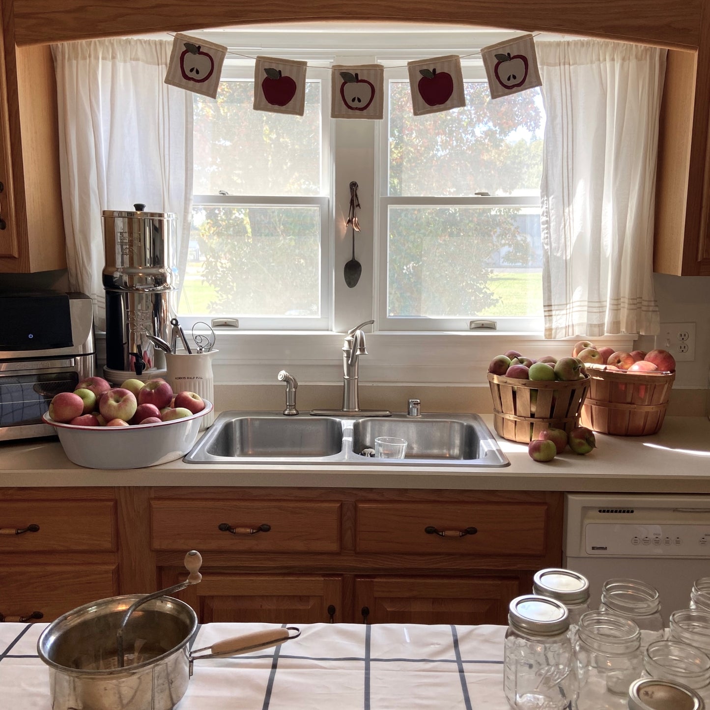 Apple Canvas Bunting Banner Fall Farmhouse Decor 4-foot