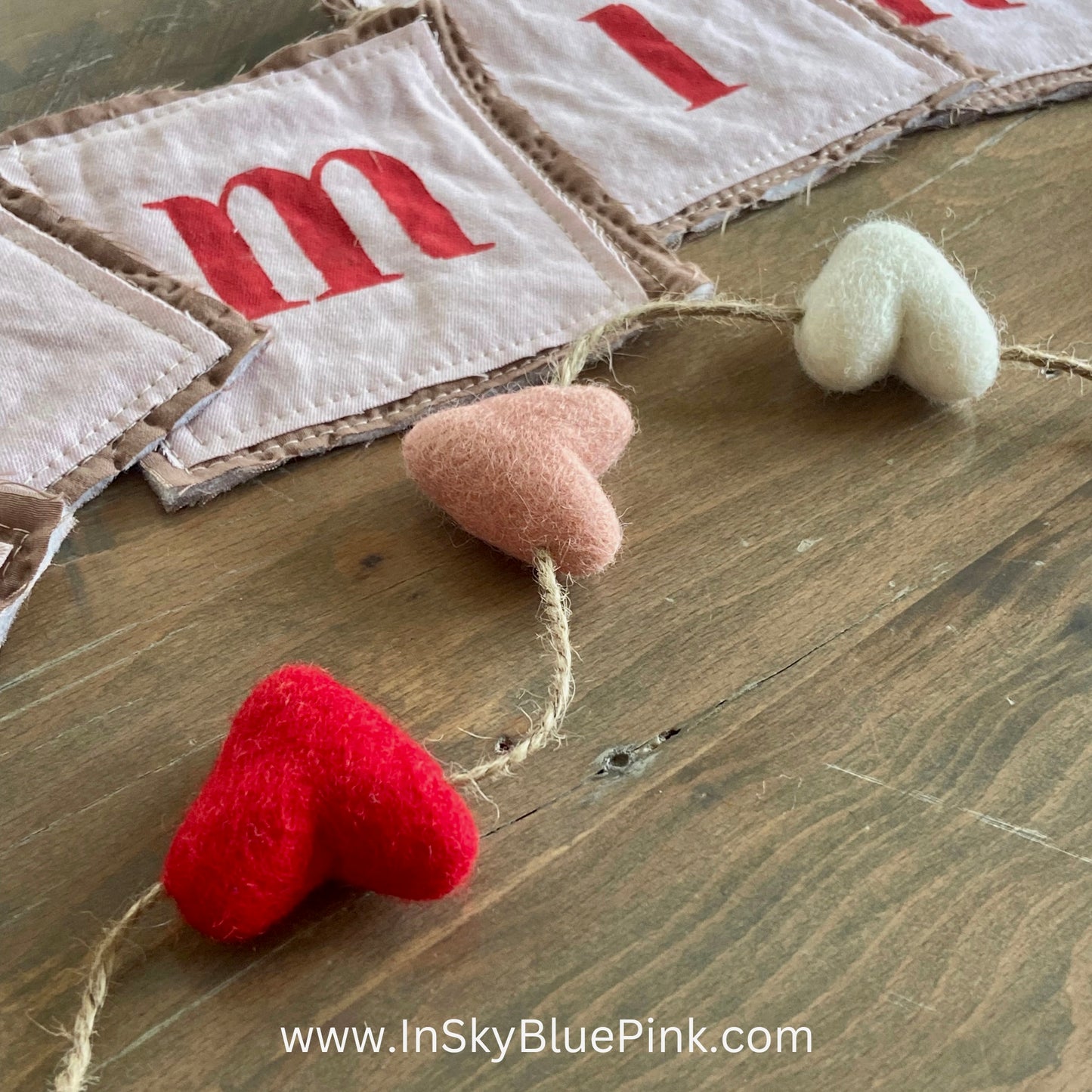 Valentine Banner “Be Mine” from vintage fabric and hand painted-4 foot
