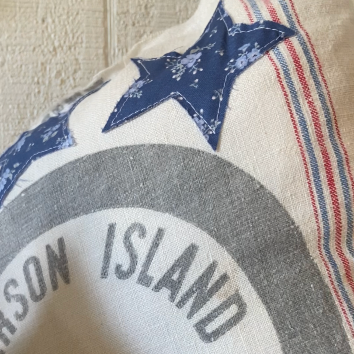 Americana Vintage Feed Sack Patriotic Pillow-Jefferson Salt Co.