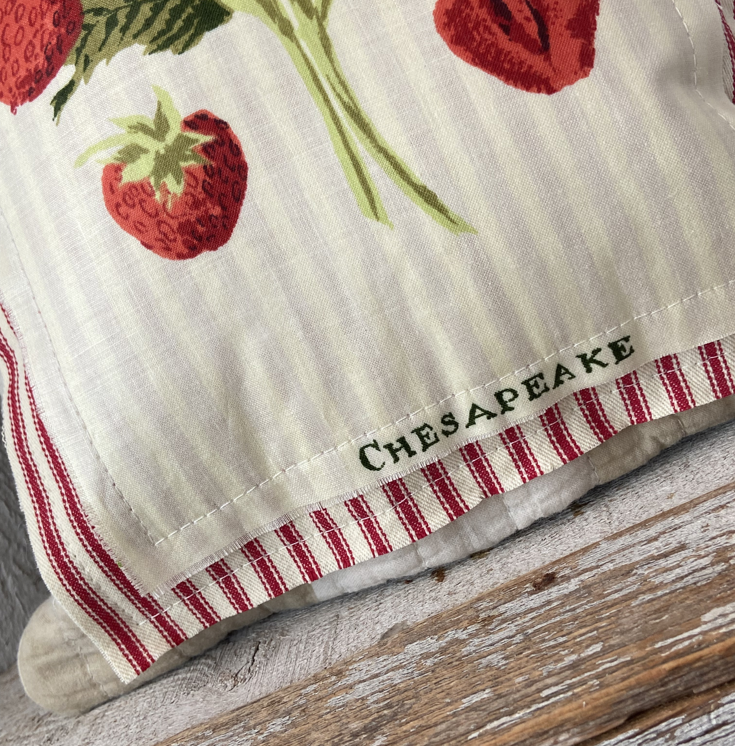 Vintage Strawberry Seed Packet Pillow – “Chesapeake”– Handmade Farmhouse