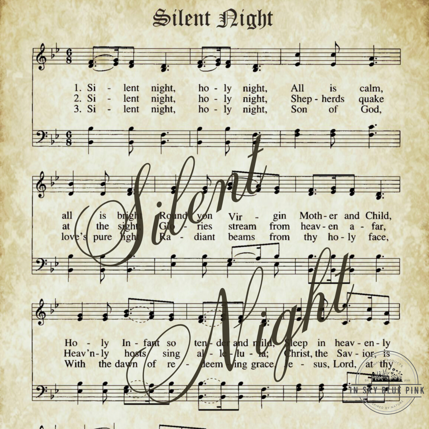 Old Holiday Hymns 8 x 10” Prints & Rustic Reclaimed Barn Wood Frame