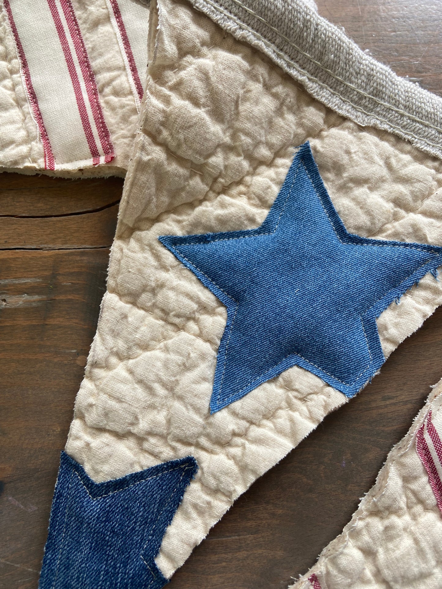 Patriotic Quilted Feed sack Pennant Banner-5 feet