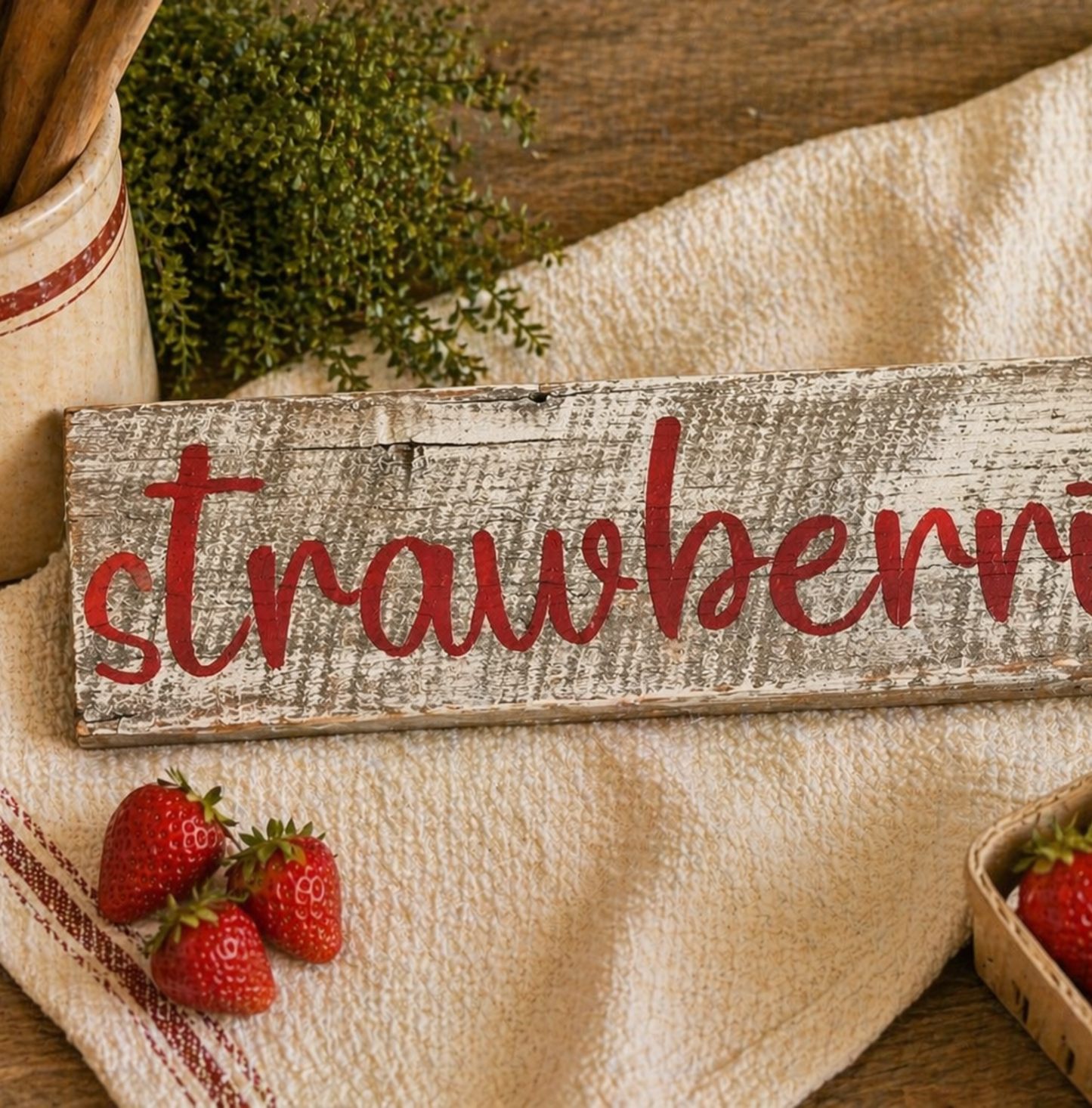Strawberries Farmstand Sign on Rustic Kentucky Barn wood #1