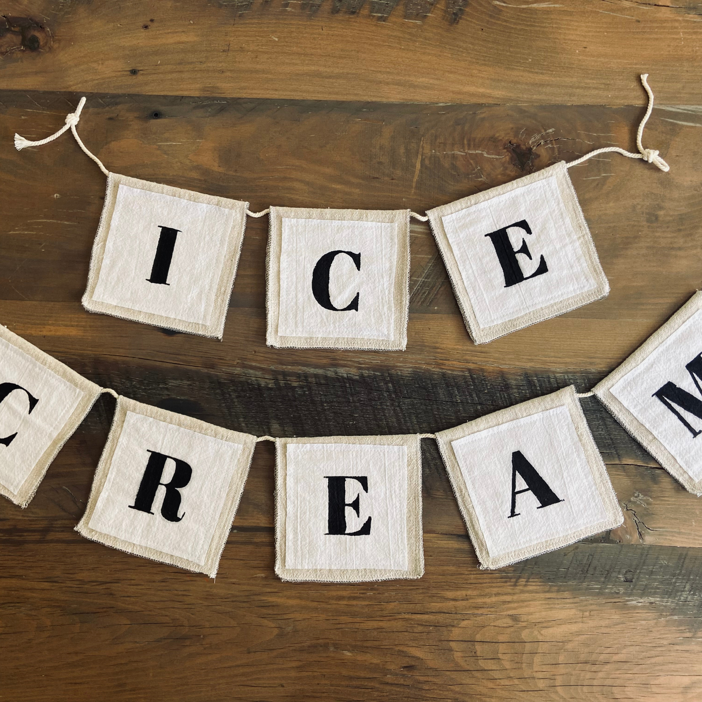 ICE CREAM Hand-Painted Canvas Banner