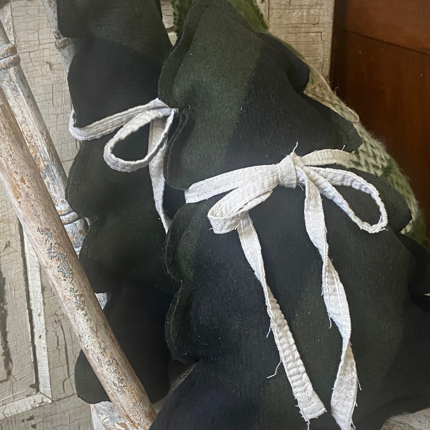 Wool Pine Tree Plush Pillow from Vintage Blanket