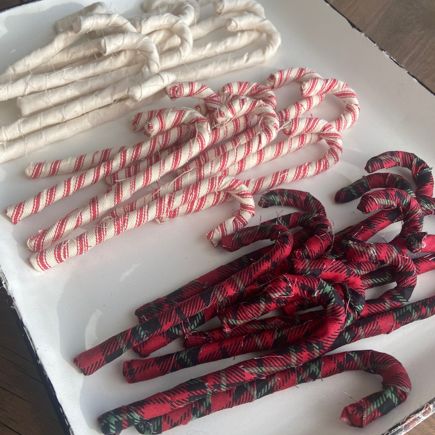 Cream Fabric Wrapped Candy Canes-set of 5