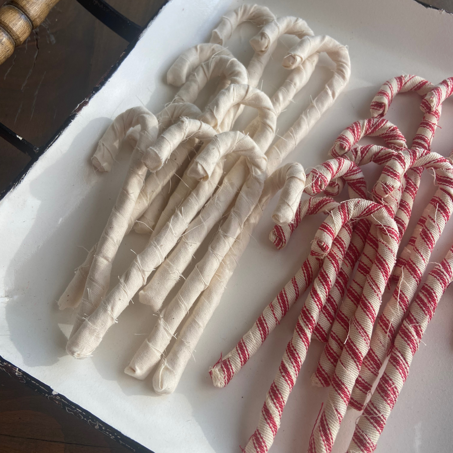 Cream Fabric Wrapped Candy Canes-set of 5