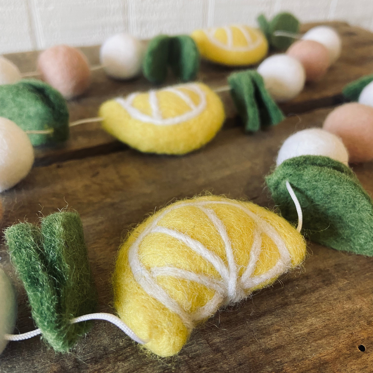 Lemon & Leaves Felted Wool Summer Garland-5 foot