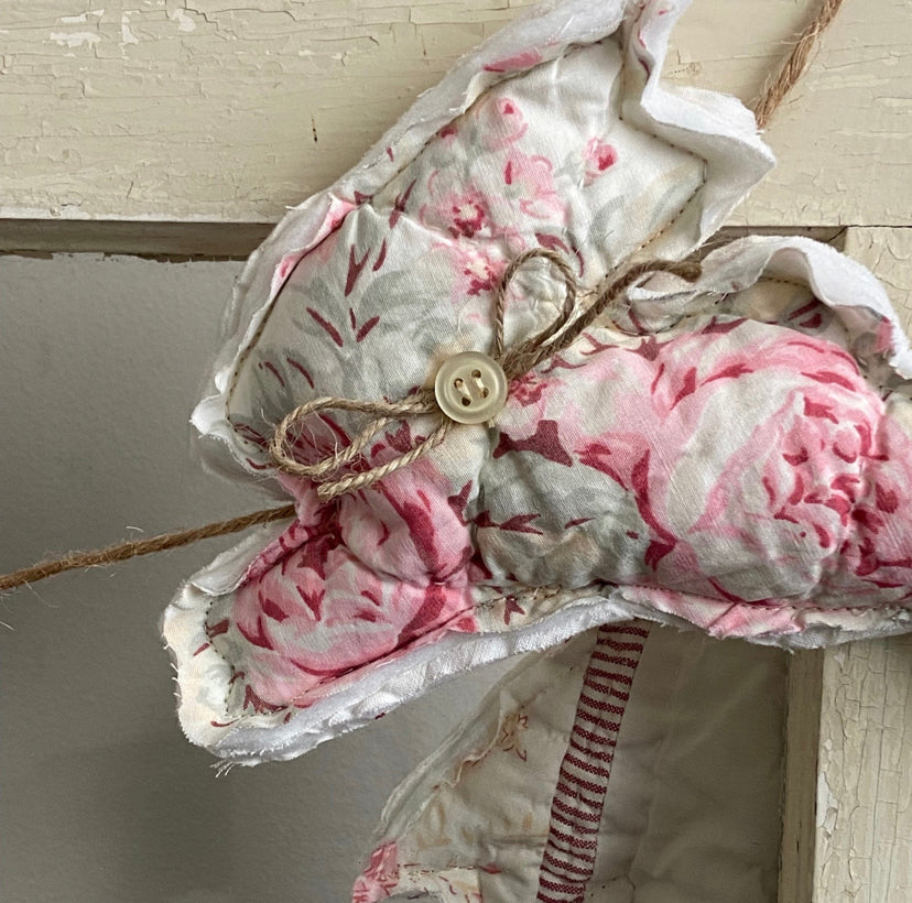 Quilted Bunnies Spring Garland from Vintage Floral Quilt-5 foot