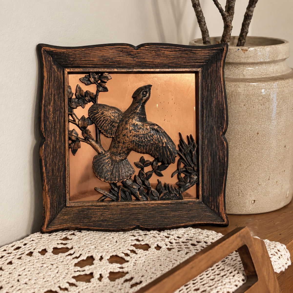 Vintage Copper Wild Game Framed Art-#1