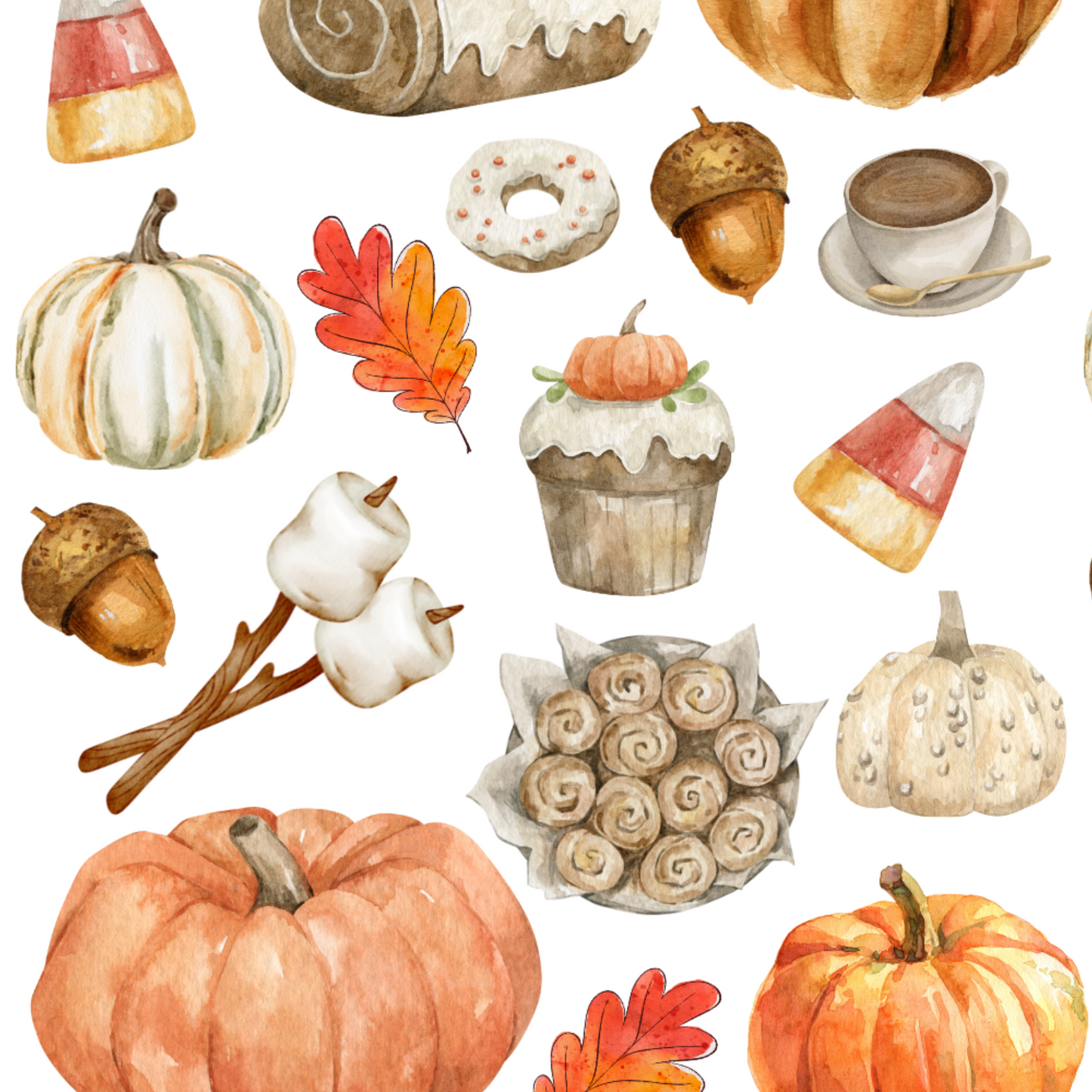 Pumpkins & Fall Themed Watercolor/Waterproof Stickers-2 Pack