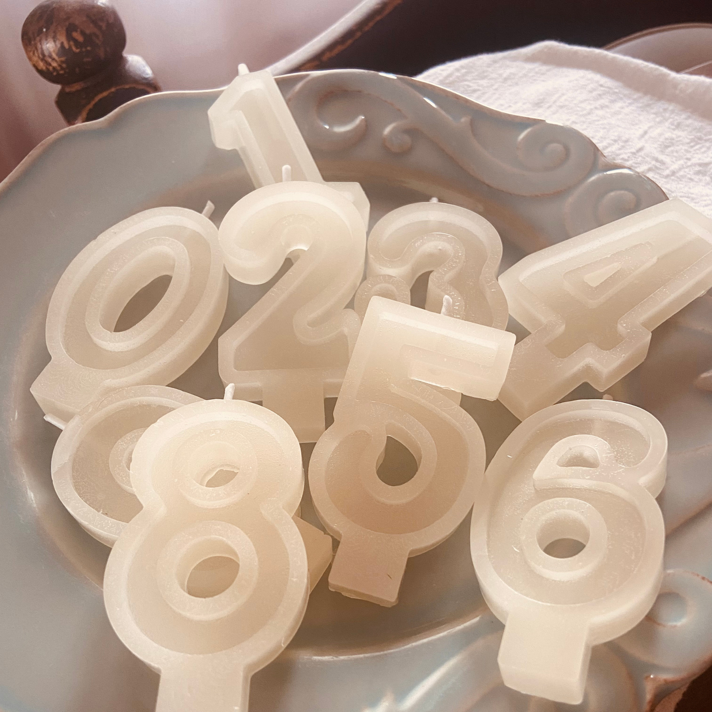 Simple Birthday Number Candle Set (0–9) Organic Beeswax Reusable Candles