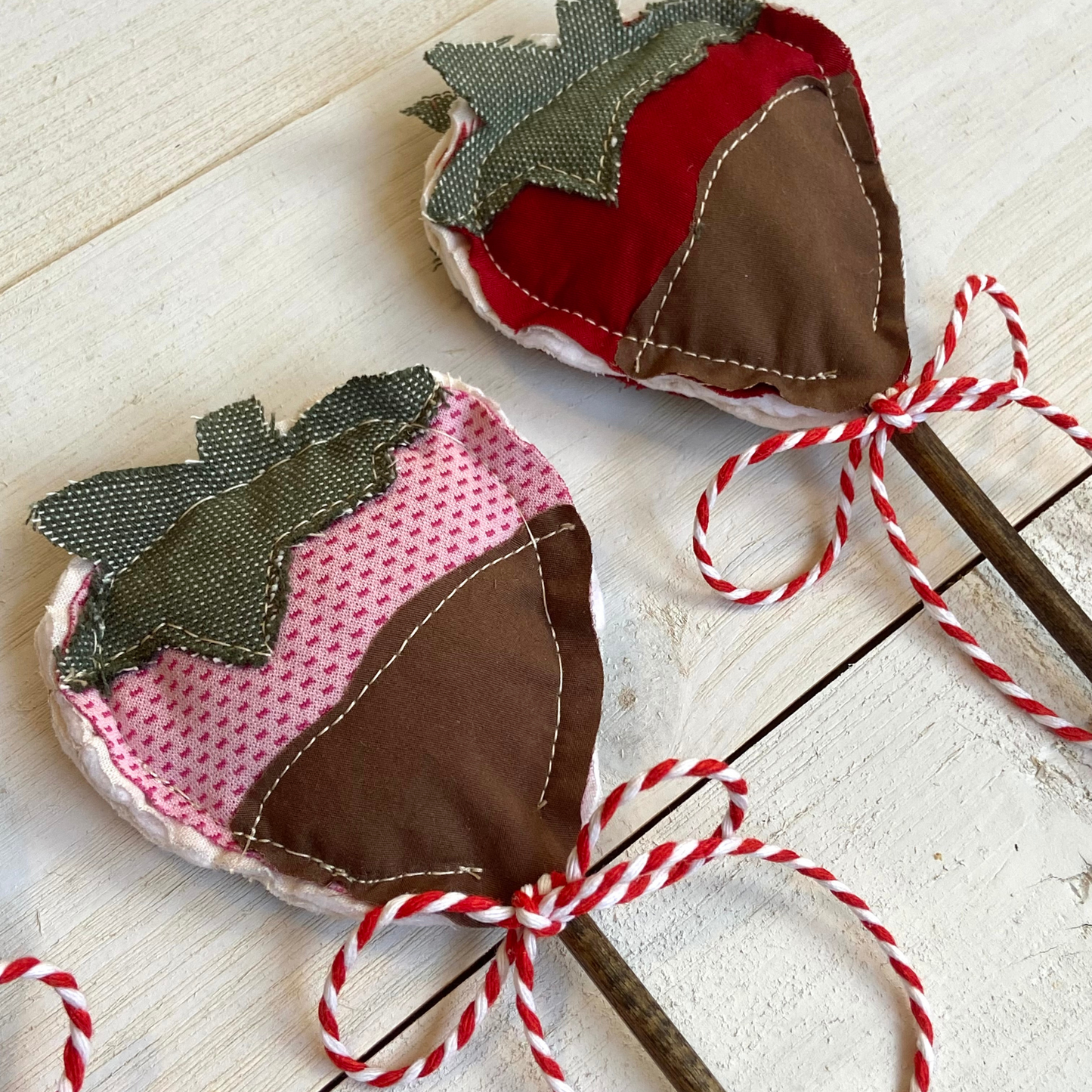 Chocolate Dipped Plush Strawberries on Sticks-set of 3