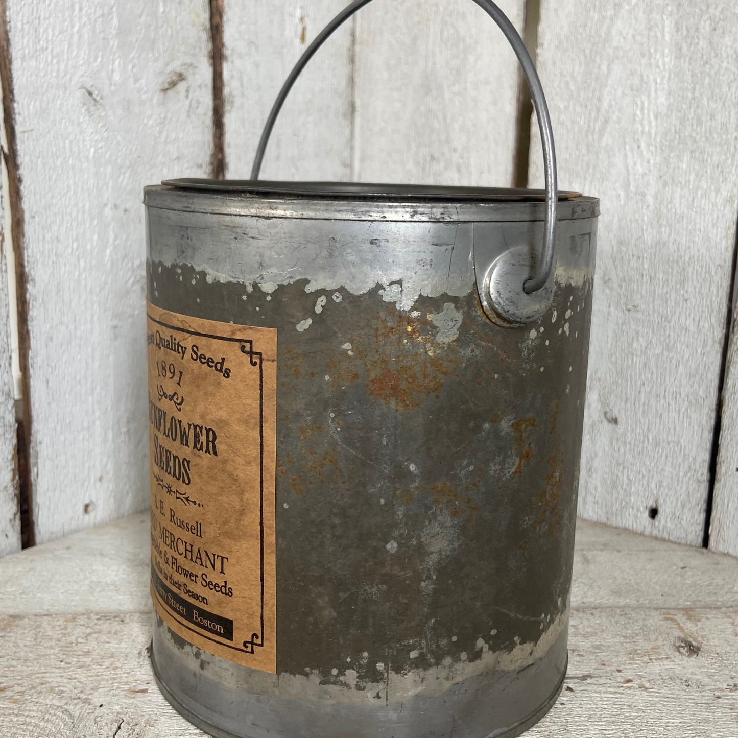 Sunflower Seeds Distressed Canister with Lid