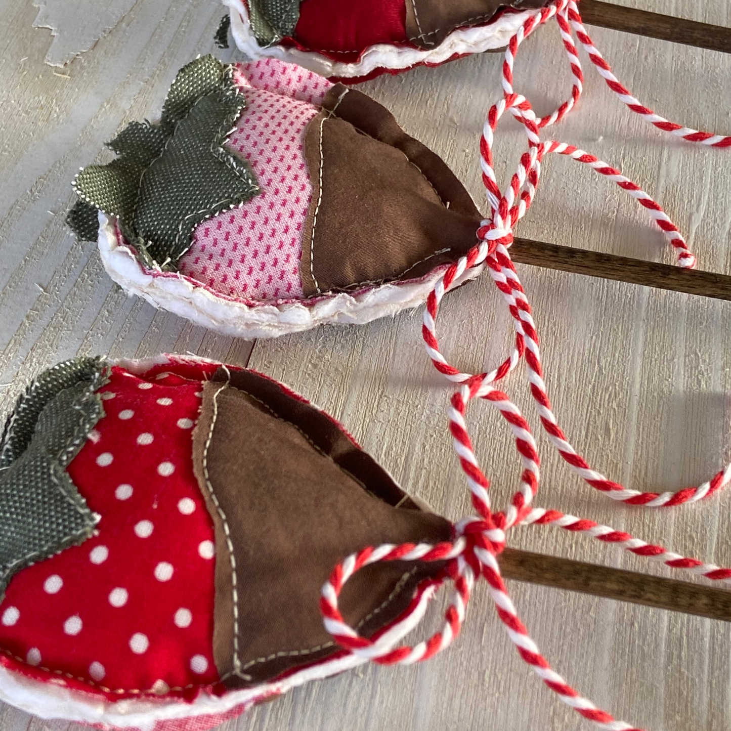 Chocolate Dipped Plush Strawberries on Sticks-set of 3