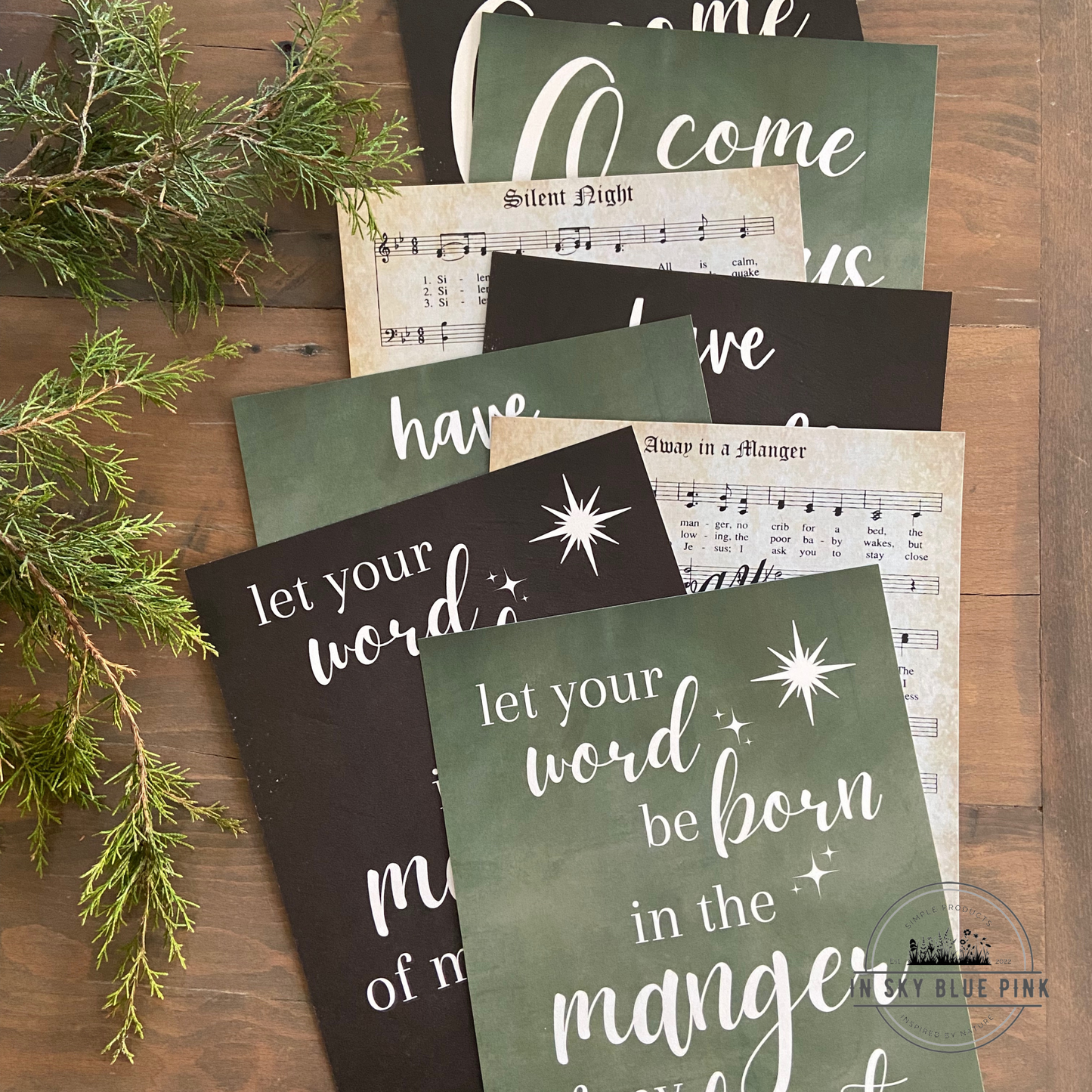 “Manger of My Heart” Chalkboard Holiday Prints & Rustic Reclaimed Barn Wood 8 x 10 Frame
