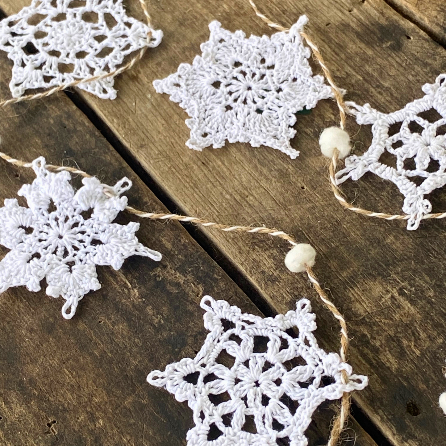 Crocheted Snowflake Garland-4ft
