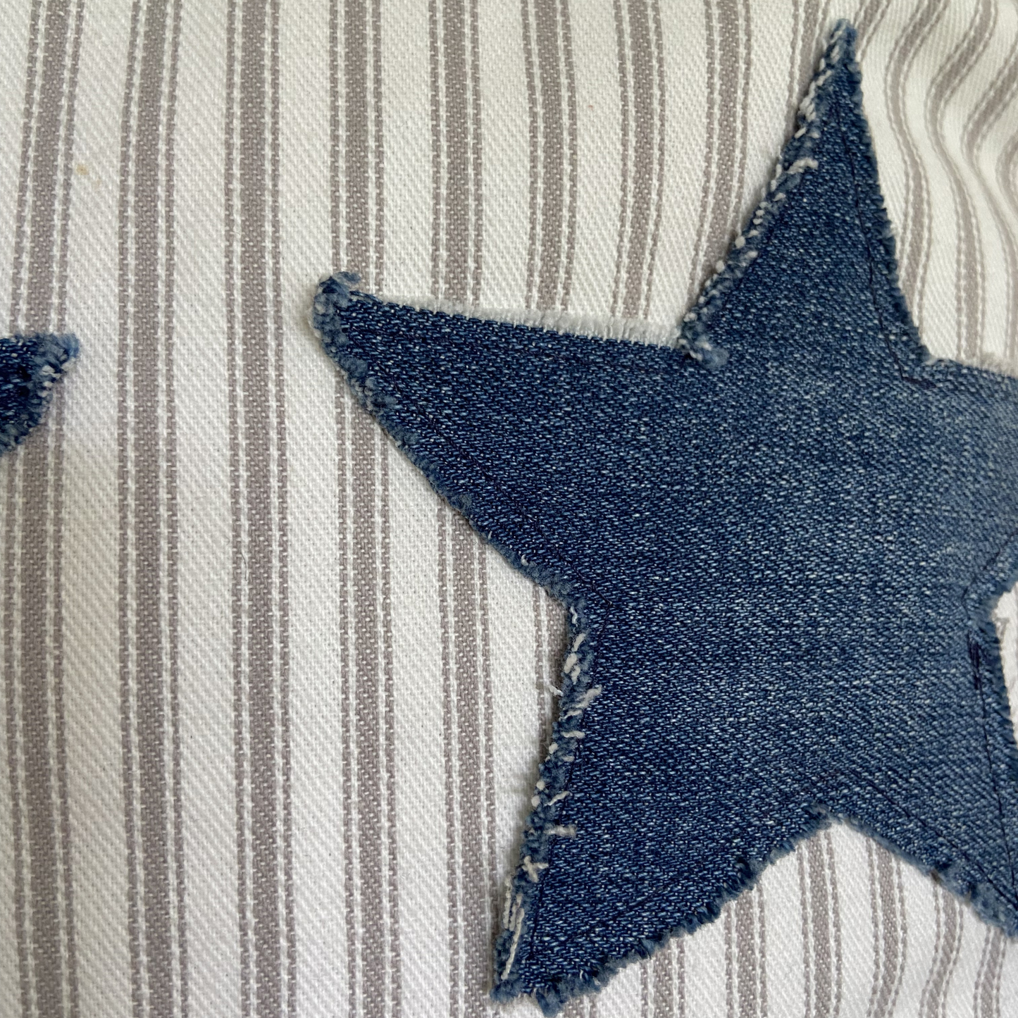 Frayed Denim Star Pillow 16”