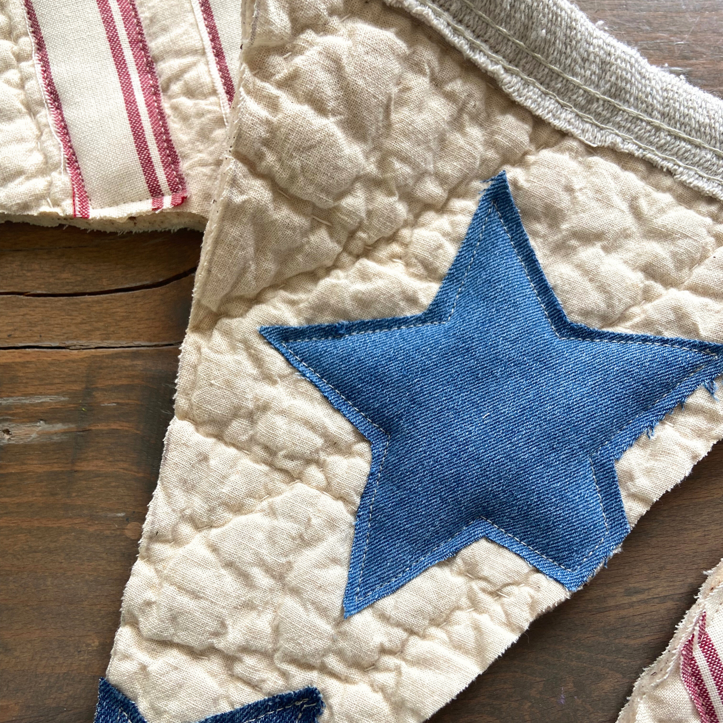 Patriotic Quilted Feed sack Pennant Banner-5 feet