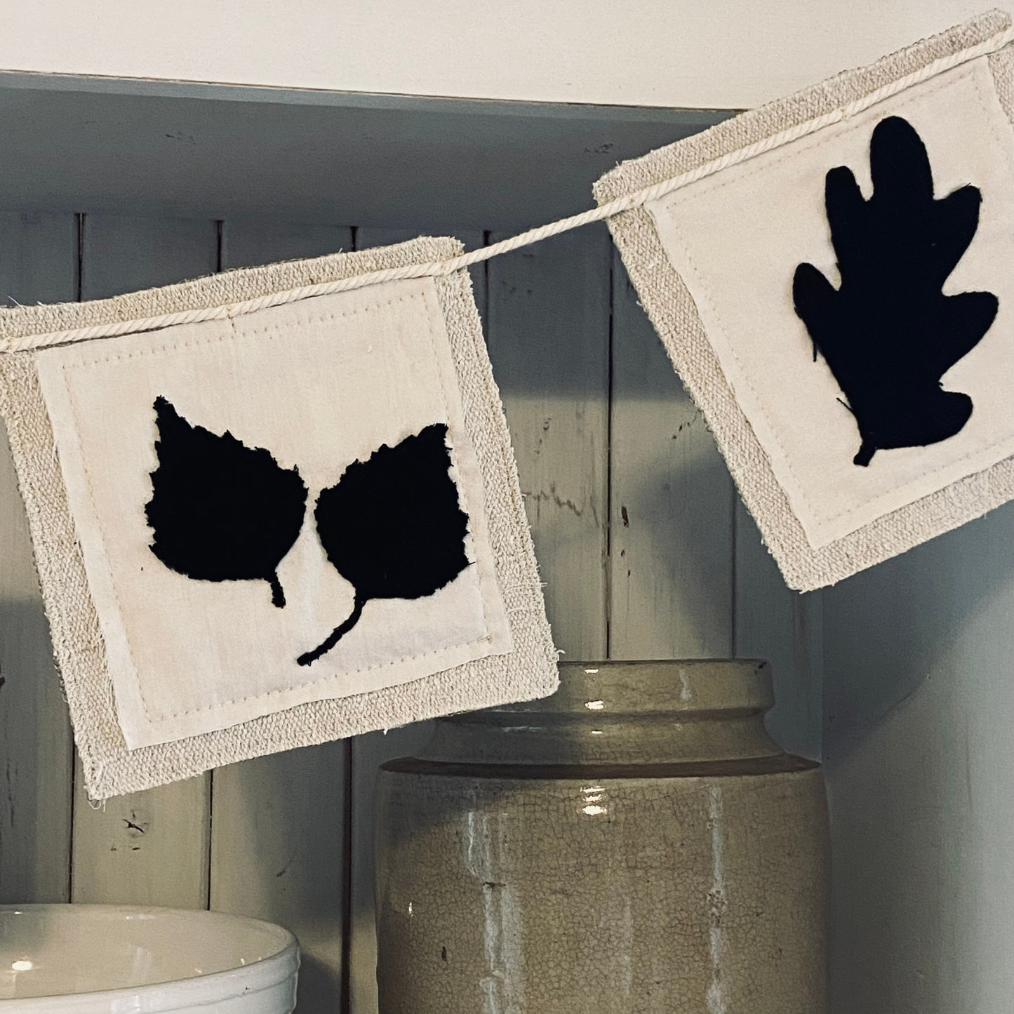 Maple, Oak & Birch Leaf OR Pumpkin Silhouette Fabric Fall Banner-4 foot