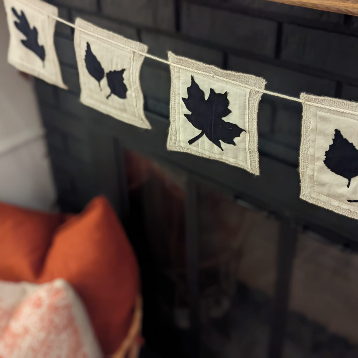 Maple, Oak & Birch Leaf OR Pumpkin Silhouette Fabric Fall Banner-4 foot