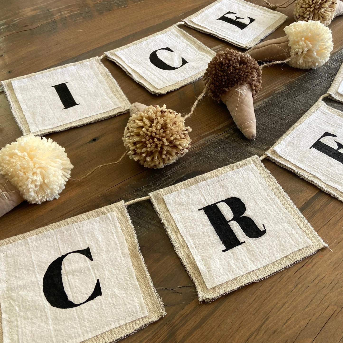 ICE CREAM Hand-Painted Canvas Banner