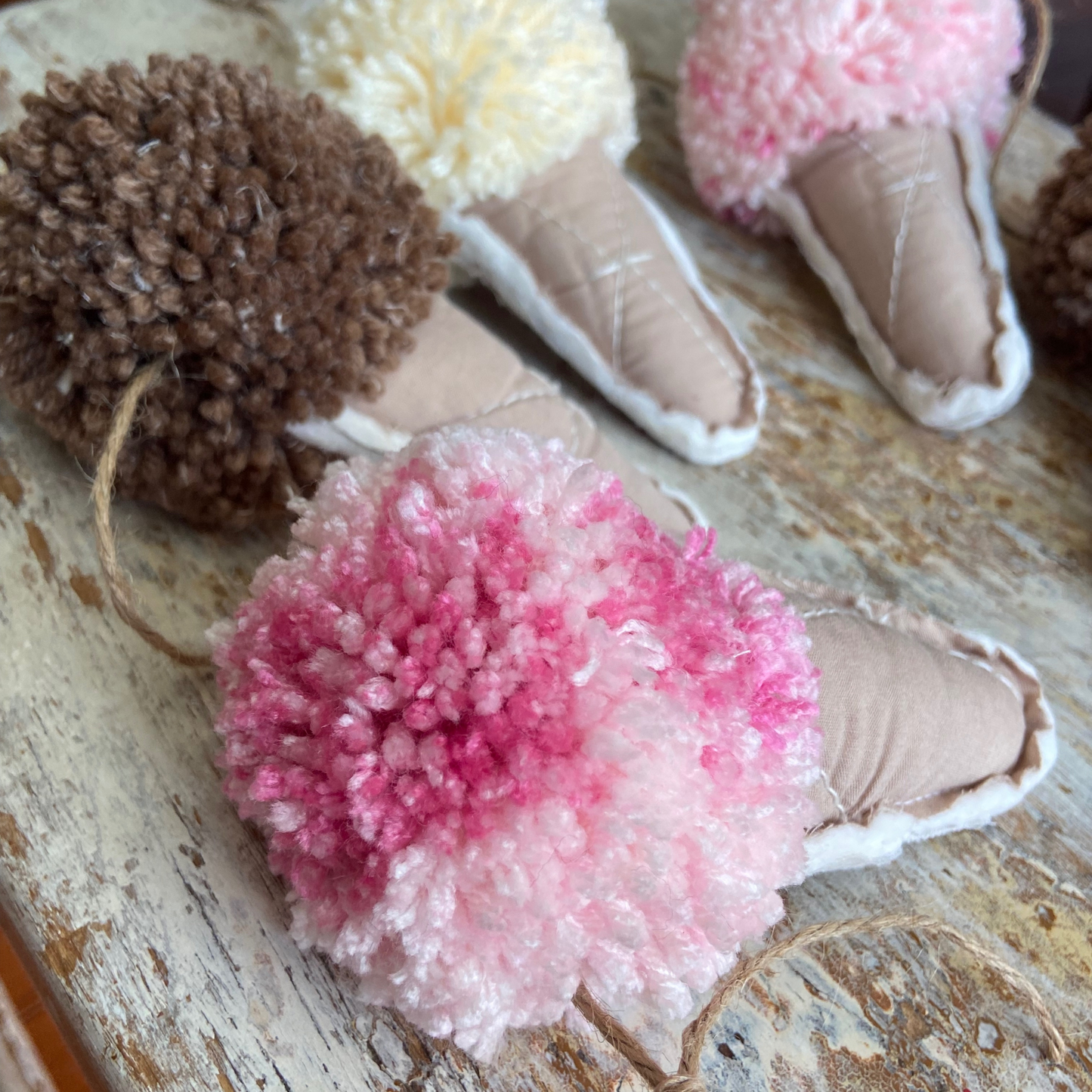 Quilted Ice Cream Cones & Pom Pom Scoops Garland-strawberry, chocolate, vanilla