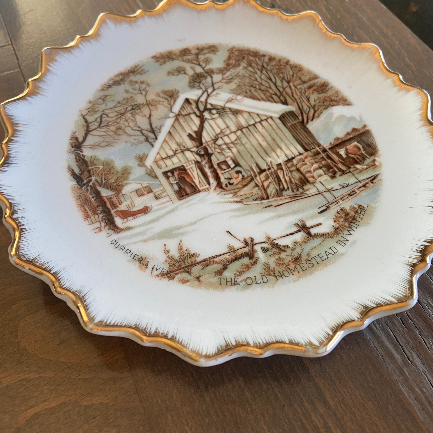 Currier & Ives “The Old Homestead in Winter”-8 in Decorative Plate For Farmhouse Christmas