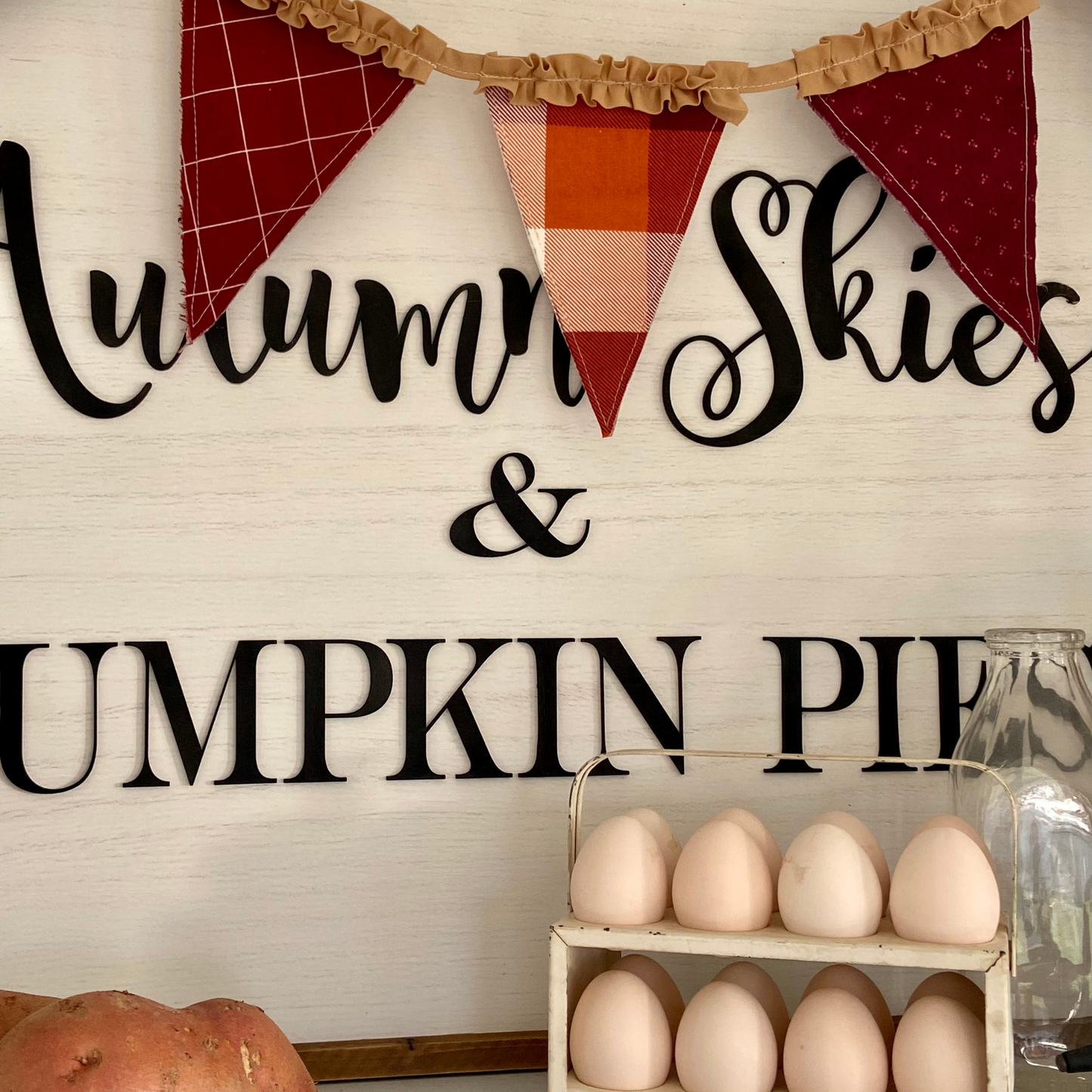 Farmhouse Thanksgiving Decor: Handmade Thanksgiving Rustic Pumpkin Pie Bunting Banner