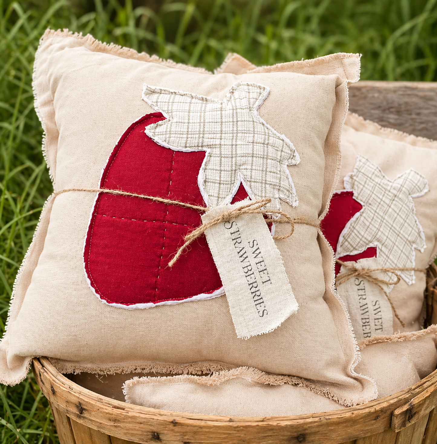 Sweet Strawberry Farmhouse Pillow –14” x 14”