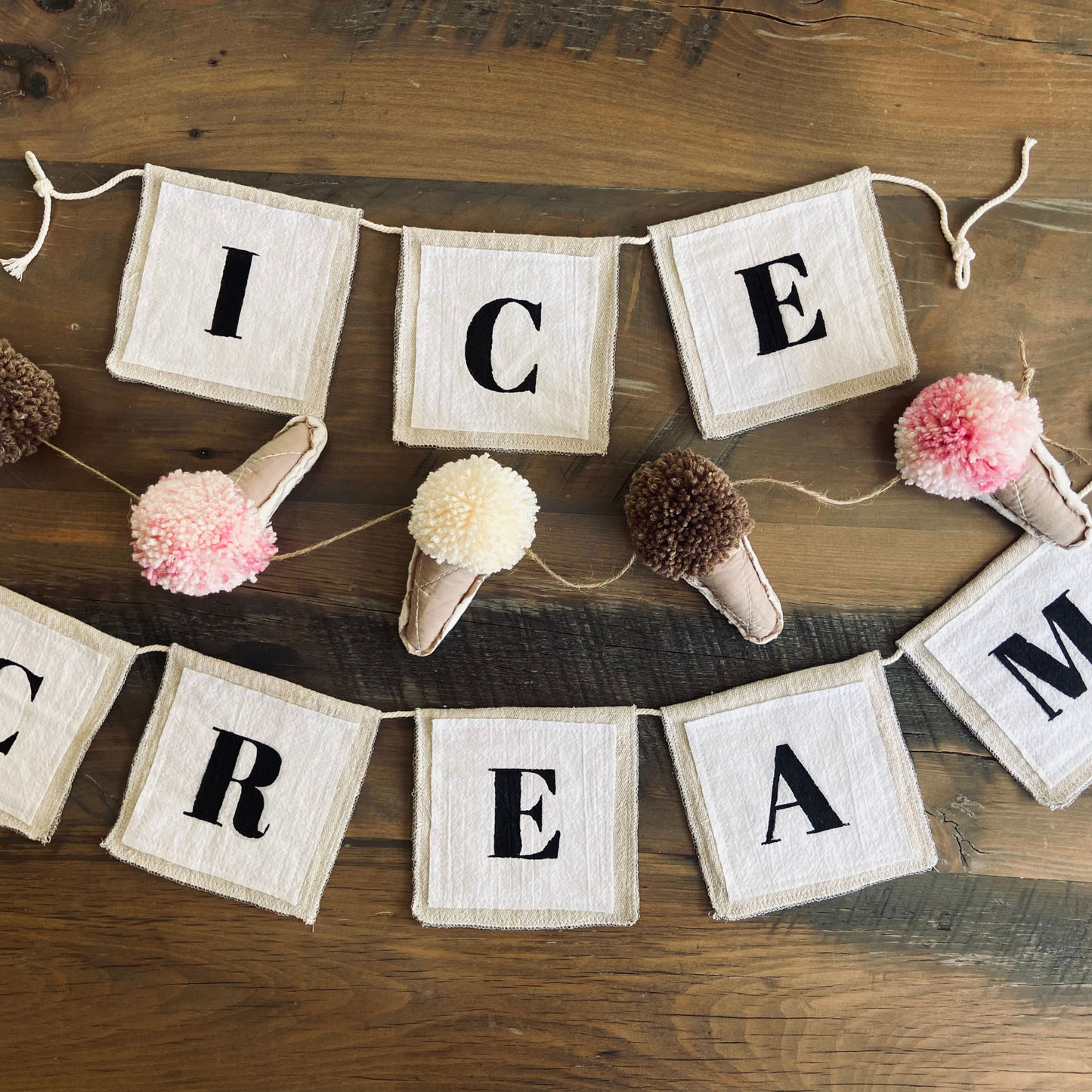 ICE CREAM Hand-Painted Canvas Banner