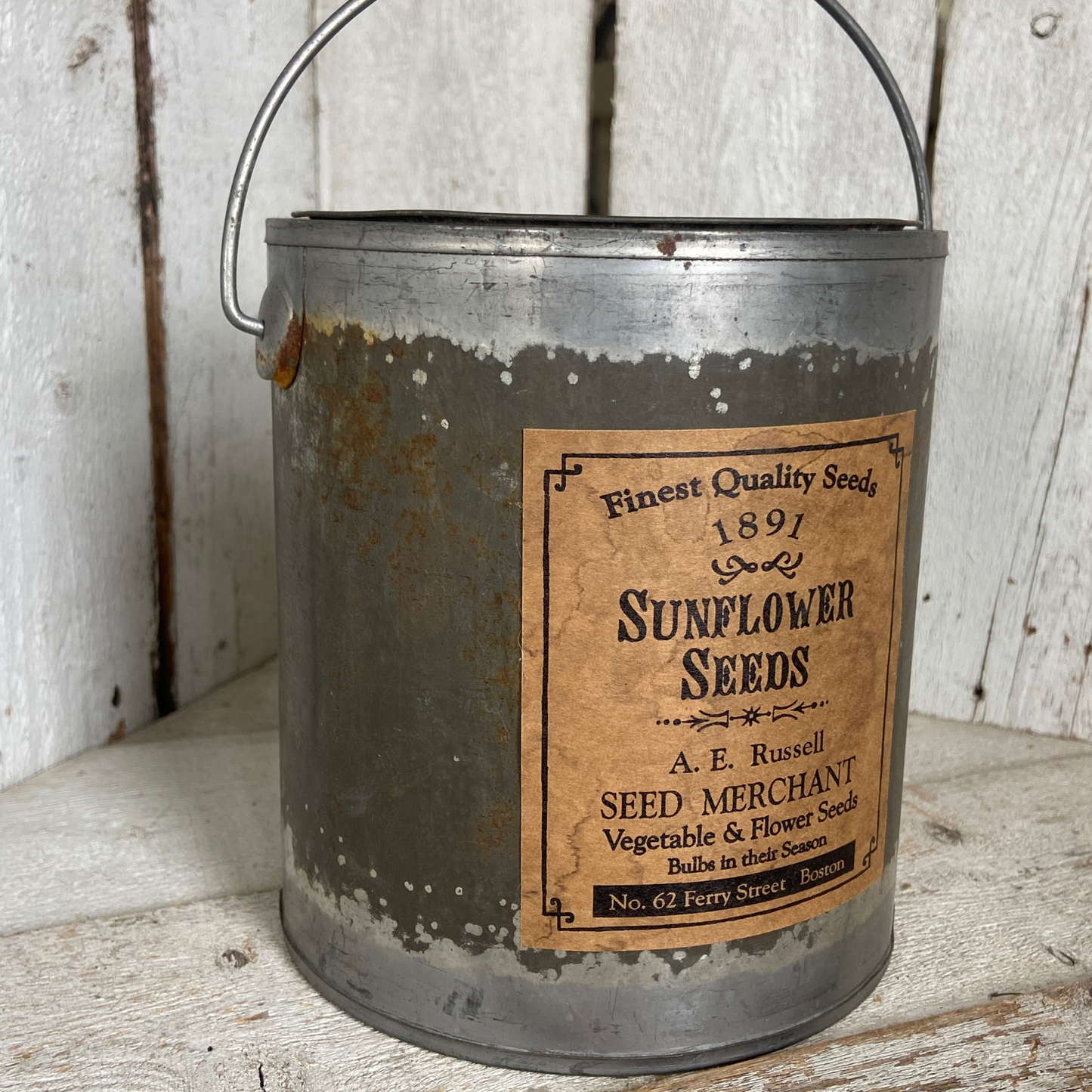 Sunflower Seeds Distressed Canister with Lid