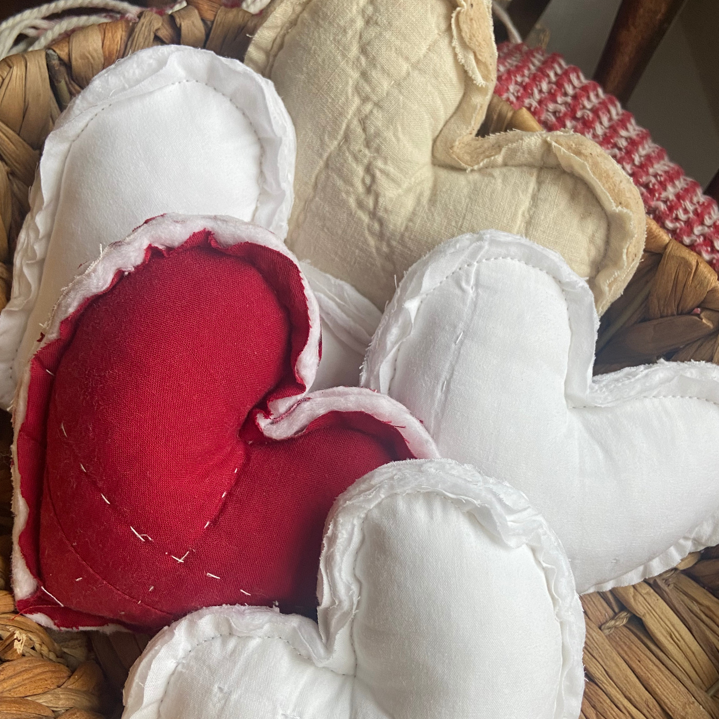 Vintage Quilt Heart Bowl Fillers – Set of Five