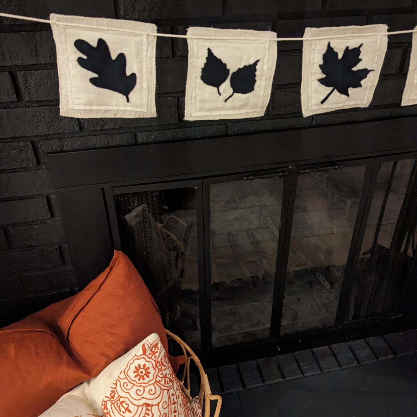 Maple, Oak & Birch Leaf OR Pumpkin Silhouette Fabric Fall Banner-4 foot